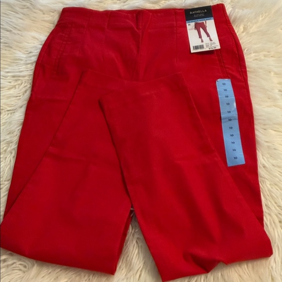 RAFAELLA Red Straight-Leg Pants size 10 brand new inseam 28” waist 32” elastic - Picture 10 of 10